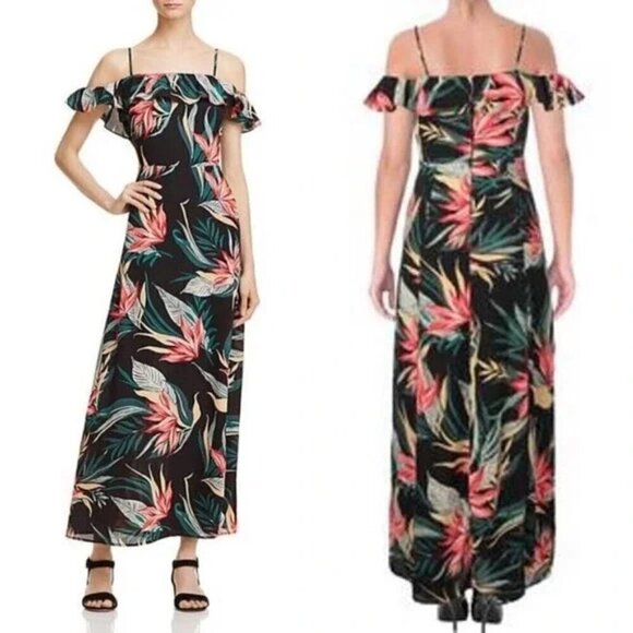 Rebecca Minkoff Davis Off-The-Shoulder Tropical Floral Maxi Dress - Picture 2 of 11